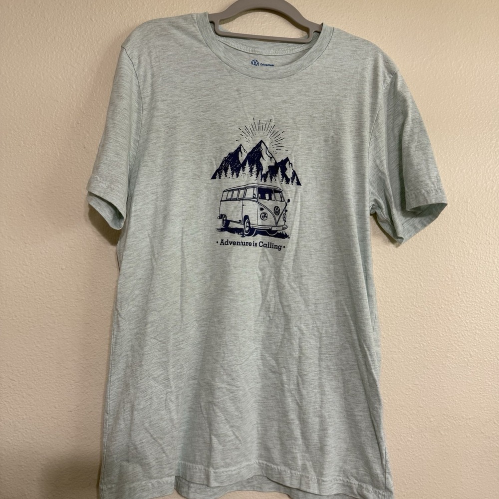 Volkswagen Van Bus T-Shirt Adult Large Cotton/Poly Adventure Is Calling Mountain - Picture 2 of 6